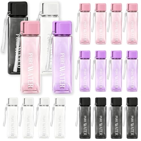 20 Piece Wholesale Set Of Plastic Water Bottles,Square Sports Water Bottles,500ml Large-Capacity Reusable Water Bottles Suitable For Office Use,Outdoor Activities,Fitness,And School Commuting.