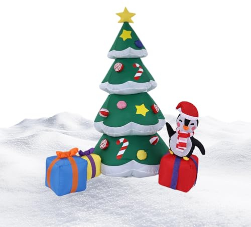 Albero di Natale gonfiabile all'aperto | 1,8 m gonfiaggio illuminato decorazione per feste festive, decorazioni per esterni con albero di Natale con a LED integrate, per prato giardino terrazza