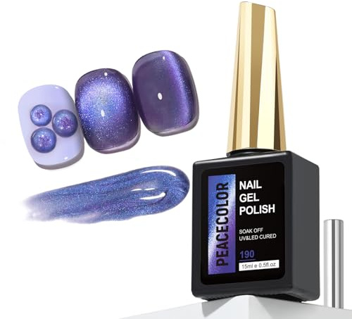 PEACECOLOR 15ml Cat Eye Gel Nail Polish Blue Effect Magnetic Nail Art Long Lasting Soak Off U V Curing Nail Varnish Nail Decoration Manicure Art Salon Girl DIY