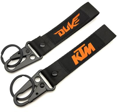 Moto Polyester Broderie Porte-clés pour KTM Duke Pendentif Porte-clés Boucle Suspendue Lanière Porte-clés Moto Portable Polyvalent Durable Accessoires,Black-A