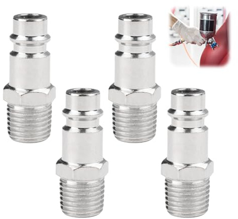 4 Pcs Raccord rapide mâle Euro 1/4 conique téfloné, Embout Compresseur | Raccords de compresseur d'air Coupleur pneumatique pour air comprimé et raccord de tuyau compresseur