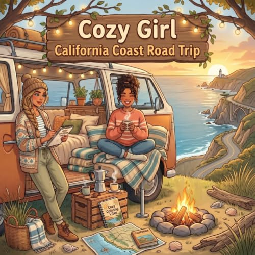 Cozy Girl California Coast Road Trip: Cute Fun Bold Line Adult Travel Coloring Book | Aesthetic Van Life, Comfy & Peaceful Adventure Vacation Moments ... Women & Teens (Cozy Girl Collection, Band 46)