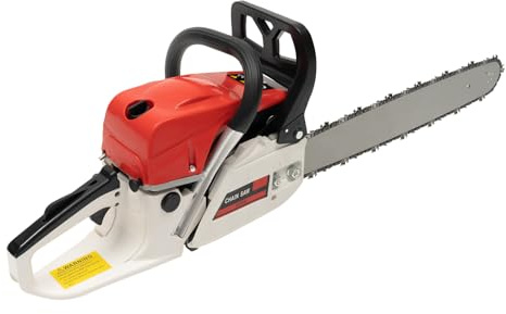 Motosierra a Gasolina 52cc Profesional 2,0kW, Sierra de Cadena con Espadín 51cm (20) y Arranque por Tiro, Doble Interruptor y Freno de Cadena, para Tala, Poda, Leña y Jardinería, con Kit Completo