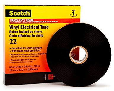 Scotch 22 Vinyl-Klebeband, 1,27 cm x 33 m, Schwarz, 2 Rollen