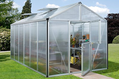 Vitavia Gewächshaus Zeus - Ausführung: 11900 HKP 16 mm Alu, Fläche: ca. 11,8 m², Fenster: 3, Maße: 257 x 463 cm, Sockel: 256 x 463 cm,