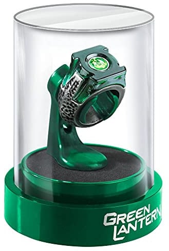 La Colección Noble Anillo de Requisitos Green Lantern de DC y Estuche de Presentación - Anillo de Metal Fundido con 4 Pulgadas (10cm) - Regalos de Requisitos de Películas del Set de Cine