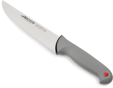 Arcos Cuchillo Carnicero con Hoja Acero Inoxidable Nitrum 180 mm. Cuchillo Cocina Profesional para Cortar Carne, Pescado y Verduras. Mango ergonómico Pom. Serie Color Prof. Color Negro.
