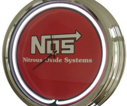 US-Way.de NOS WallClock Deko-Clock – 44 cm Durchmesser, Deko-Wanduhr ohne Tickgeräusche und gut lesbares Display, USA 50er-Jahre-Stil Neon-Uhr für Küche, Büro