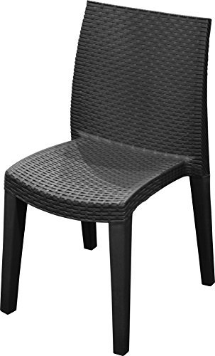Stapelstuhl mit Rattaneffekt, Made in Italy, Farbe Anthrazit, Maße 48 x 86 x 55 cm