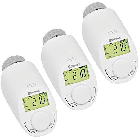 SmartBlue Heizköperthermostat Bluetooth 3-er Set, Programmierung über Smartphone oder Tablet