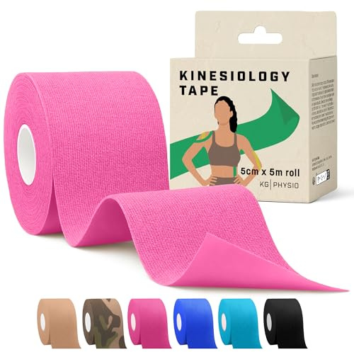 KG Physio Kinesiology Tape for Sports Support - Waterproof Sports Tape [5m] | Includes 1 uncut 5m kinesiology tape roll with strong adhesive for sport, fitness, physio and everyday movement.