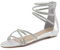 DREAM PAIRS Damen Sandalen Flache Sandalen Sommer,Size 41.5,Silber,Weitz