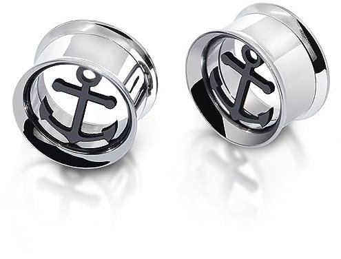 D&Min Jewelry Edelstahl Tunnel Plugs Hollow Schraub Ear Stretcher 14mm Anker