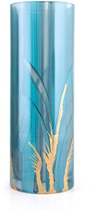 Angela neue Wiener Werkstaette Zylindervase Elegance schwere Glasvase veredelt zylindrisch, Glas, türkisblau, h = 24 cm, d = 11 cm