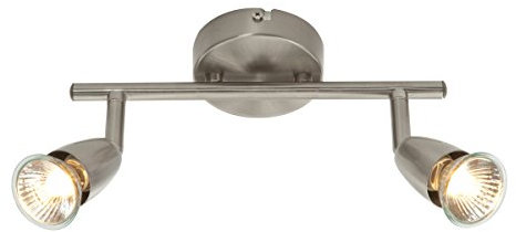 Amalfi 2 Way Adjustable Bar Spotlight Fixture - IP20 Semi Flush Ceiling Light - GU10 LED Compatible Spotlight Lamp - Residential and Commercial Dimmable Light Fitting | Satin Silver Finish