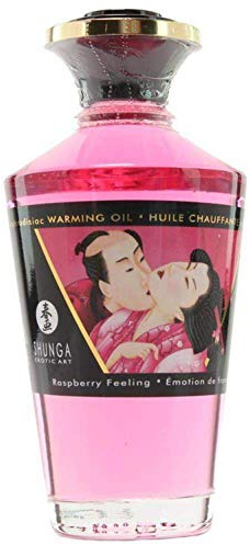 Shunga Aufheizeffekt Massageöl Aphrodisiakum, Weiß, Himbeer Emotion, 100 ml