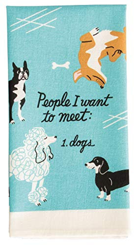 Blue Q Geschirrhandtuch people I want to meet ... dogs - blau Hundemotiv