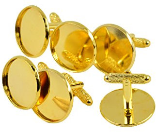 Sharplace 6 Stücke Runde Manschettenknöpfe Rohlinge Für Schmuck Herstellen, Gold