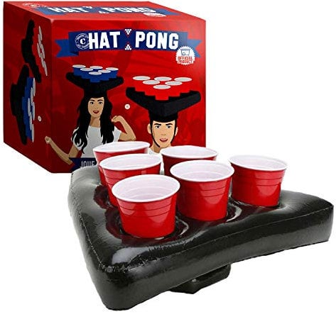 Original Hat Pong Officiel | Originelles Beer Pong Spiel | Premium Qualität | 2 Aufblasbare Hüte | 12 Red Cups | 2 Bälle | Trinkspiel | Party-& Aperitif Spiel | House Party | OriginalCup®