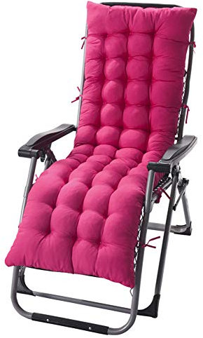 GELing Coussin Chaise Longue avec Anti-dérapant Transat Bain de Soleil Jardin Haut Epais pour Fauteuil,Rose Rouge,155X48X8cm