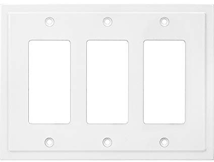 Harmon Designs Modern Edge Switch Plate/Wall Plate/Outlet Cover (Triple Decorator, White)
