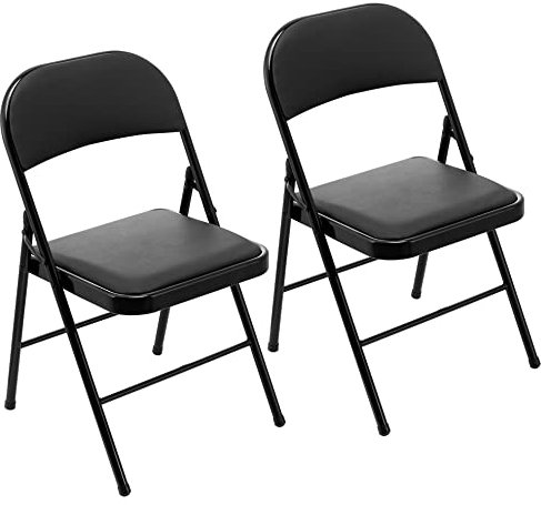 LeChamp 2 Stück PU Klappstuhl Klappstühle Starker Metallrahmen Campingstuhl Faltbarer Stuhl Bürostuhl Platzsparender Schreibtischstuhl für Gast, Besucher & Konferenz Temporärer Sitz…