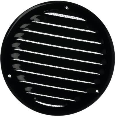 Ø 125mm / 5 inch Black Round Metal Air Vent Grille Cover with Insect Mesh - Ventilation Cover