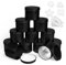 HOTOOLME Candle Jars Empty Containers Candle Tins Black Round Aluminium for Wax Melt Making Kit DIY Storage 12 Pack with 4 Plastic Candle Making Cup（Black）