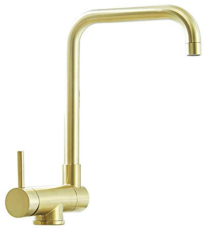 Robinet Cuisine Rabattable sous Fenetre Mitigeur Cuisine Or Brossé Laiton Chaud et Froid Rotatif Robinets Évier de Cuisine