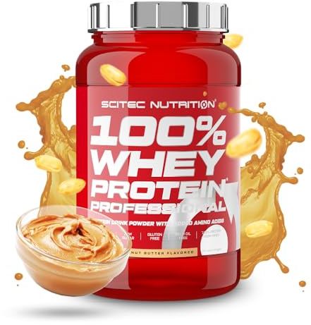 Scitec Nutrition 100% Whey Protein Professional - Molkenprotein-Komplex | Aus Konzentrat und Isolat - mit Verdauungsenzymen und zusätzlichen Aminosäuren - 920 g, Erdnussbutter