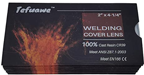 Tefuawe Lot de 10 Verres de Rechange en Plastique 100% résine coulée 39 - Couvercle Transparent pour Filtre de Soudure Solaire - 5,1 x 10,8 cm