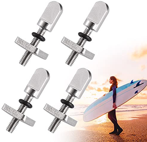 Zocipro 4 Stück Surfbrett Finnen Schraube, Edelstahl Finnenschraube, Silber Surfboard Finnenschrauben Universal Flossenschrauben für Longboard, SUP, Paddle Board, Fin Plate Kit