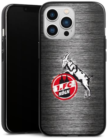Silikon Hülle kompatibel mit Apple iPhone 13 Pro Case schwarz Handyhülle 1. FC Köln Metallic Look Offizielles Lizenzprodukt