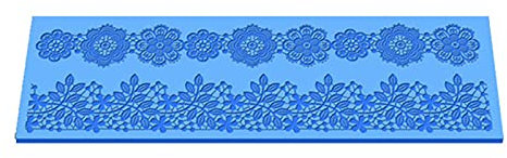 Misazy Kuchendekorationen Silikonformen,Fondant Form Kuchen Spitze Matte,DIY Silikon Kuchen Spitzenform für Kuchenranddekoration,3D-Spitzenmuster,Schokolade,Fondant (blau)