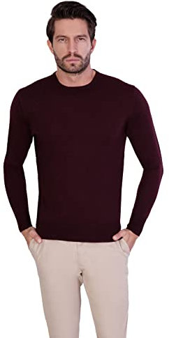 1st American Maglia Girocollo in Cashmere e Seta da Uomo Manica Lunga Colore Viola - Pullover Invernale Taglia XXXL