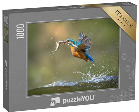 puzzleYOU: Puzzle 1000 Teile „Eisvogel mit Fisch im Schnabel taucht auf“ – aus der Puzzle-Kollektion Vögel, Eisvogel