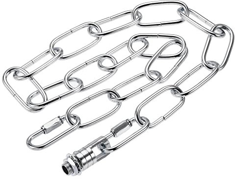 sourcing map Pendant Light Fixture Chain, 0.16 Inch Thick 24 Inch Long Chandelier Hanging Links with Chain Connectors Hook Rings, Silver Tone 1 Set