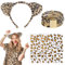 BHGT Leoparden Ohren Kostüm Set Leopardenohren Haarreif Stirnband Armband mit Leopardenmuster Tattoo Dschungel Party Dekoration Zubehör für Halloween Karneval Kostümball Fasching