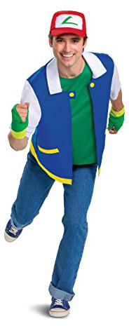 Disguise Unisex-Erwachsene Ash Ketchum Kostüm, offizielles Aschenkostüm, Pokemon-Outfit mit Jacke und Hut, wie abgebildet, Standard