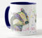 Wasserfarben-Tasse mit Dachs-Motiv, Regenbogenfarben, britische Wildtierkunst, bunt, Geschenk, Geburtstag, Arbeit, Büro, Weihnachten, Tee, Kaffee (Marineblau)