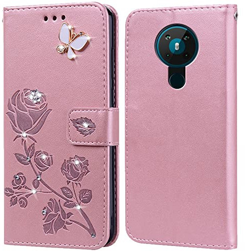PKQTOP Hülle für Nokia 5.3 Handyhülle,Klappbar Tasche Case,Standfunktion,Kartenfach,Silikon Bumper,Stoßfeste Schutzhülle Cover für Nokia 5.3