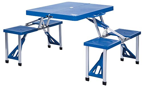 AKTIVE 52892 - Table Pliante de Camping avec Chaises Tout en 1, Set de Tables Pliantes et 4 Tabourets, Table Pliante Portable 81,5X135,5X67cm, Table de Pique-Nique Pliante avec 4 Sièges