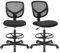 SONGMICS Arbeitsstuhl, 2er Set, Bürostuhl ohne armlehnen, Sitzhöhe 55-75 cm, hoher Drehstuhl mit Verstellbarer Fußstütze, Belastbarkeit 120 kg, schwarz OBN15BK-2