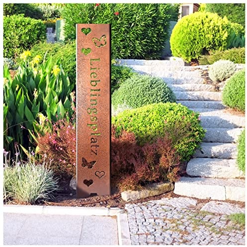 tuning-art EW103-BRZ Gartenstecker Gartenschild Lieblingsplatz | Garten Deko | Abkantung | 120cm x 21cm