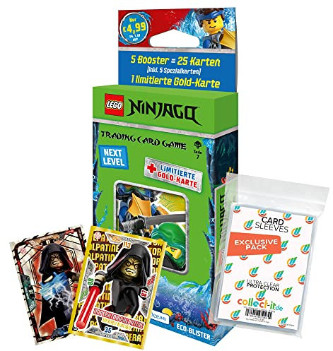 Bundle mit Blue Ocean - Lego Ninjago 7 Next Level Trading Cards - 1 Blister + Exklusive Collect-it Hüllen
