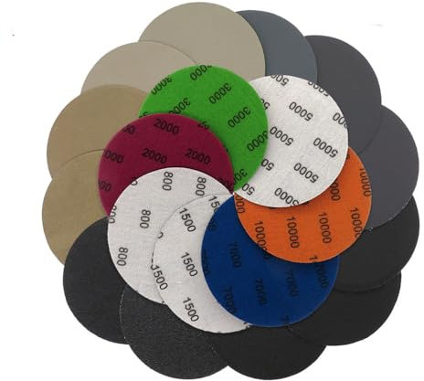 30pcs 4 Inches 100mm Round Wet Dry Water Sanding Discs Grit 800/1000/1200/1500/2000/3000 Sandpaper Hook and Loop Flocking Sanding Discs Pad Sanding and Polishing for Electric Grinder Accessory