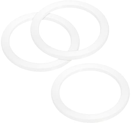 sourcing map Dichtungsdichtung für Kaffeemaschine, weißer Silikonring, Ersatz, 50 x 64 x 3,3 mm, für Aluminium-Kaffeekanne mit 4 Tassen, 3er-Pack