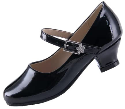 EIGHT KM Mädchen High Heel Kleid Schuhe Mary Jane Prinzessin Hochzeit Pumps Schuhe EKM7015 Lackleder Schwarz Größe EU 29