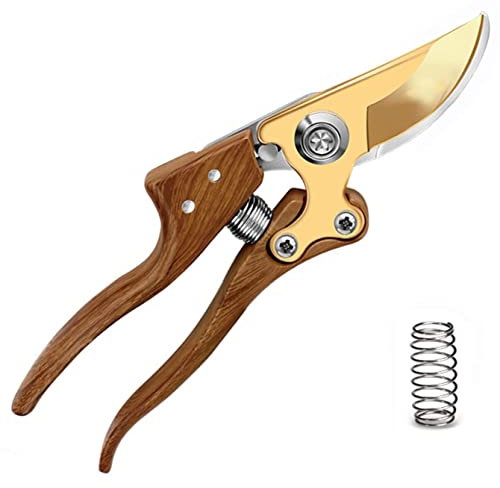 HUOGEE Gartenschere Pflanzenschere aus SK5 Stahl Garden Shears für die Gartenarbeit Heavy Duty Premium Baumschere mit hochwertigem Holzgriff Professional Pruning Shears