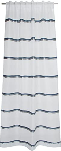 JOOP! Living Logo Stripes Vorhang mit verdecktem Schlaufenband Farbe Aqua Größe 130-250 cm, 100% Polyester